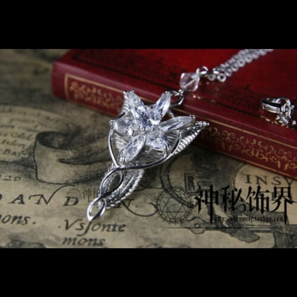 Lord of the rings silver crystal necklace